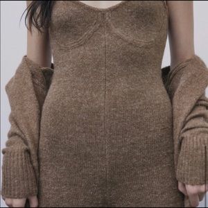 NWOT Zara Knit Bodysuit in Taupe -Size S
